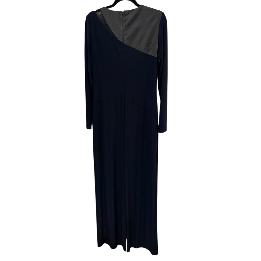 Ralph Lauren Blue Jumpsuit With Faux Leather & Mesh Accents 14 Contemporary